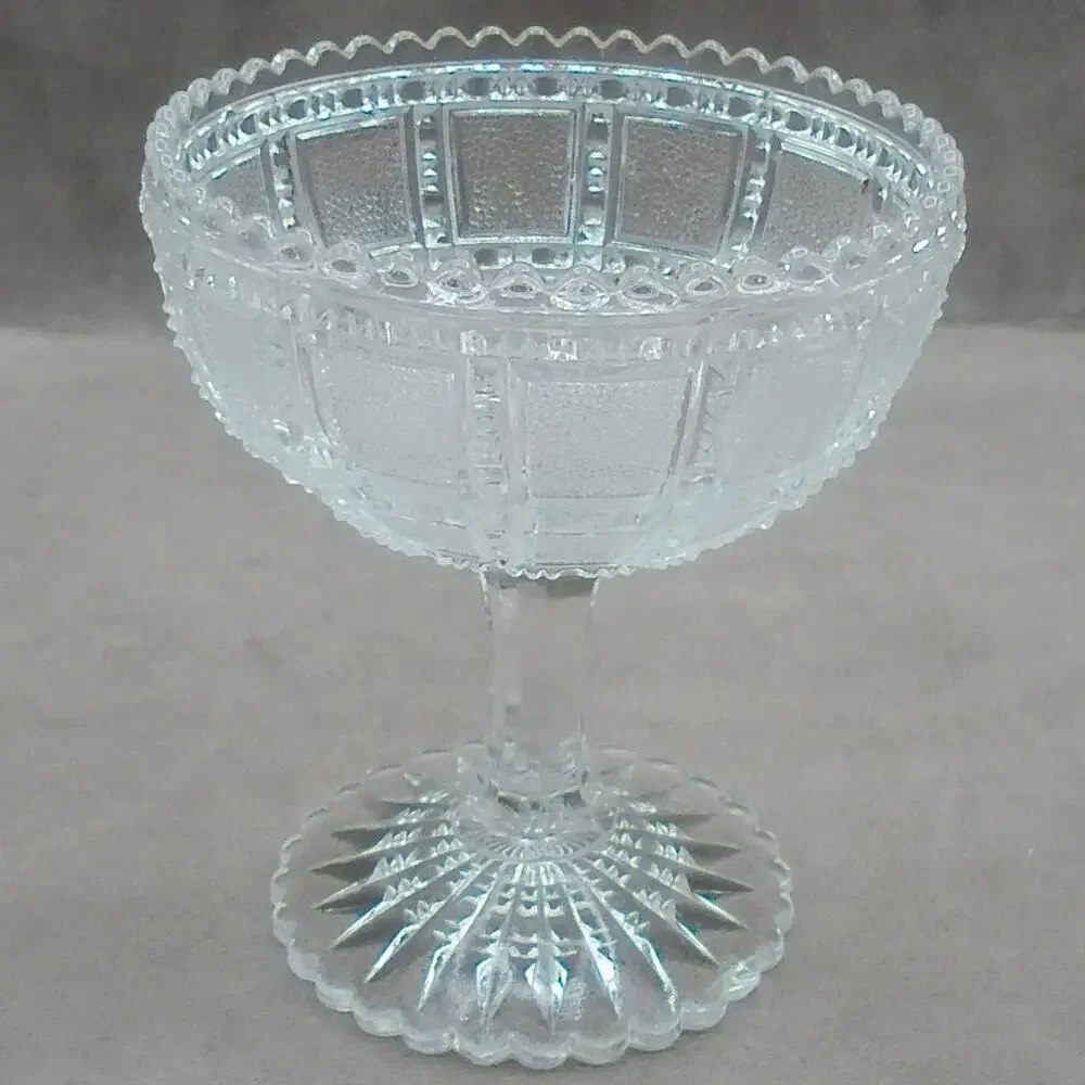 Imperial Footed Open Jam/Jelly Beaded Block Clear Pedestal Compote Vintage Glass